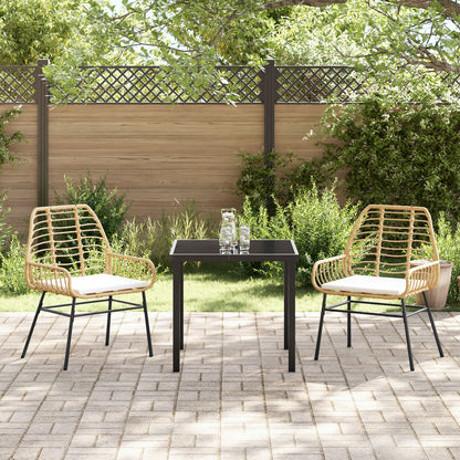 3-Delige Tuin Eetset Met Kussens Bruin Poly Rattan