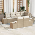 Garden Sofa Set with Storage 7 pcs Beige and Cream poly rattan