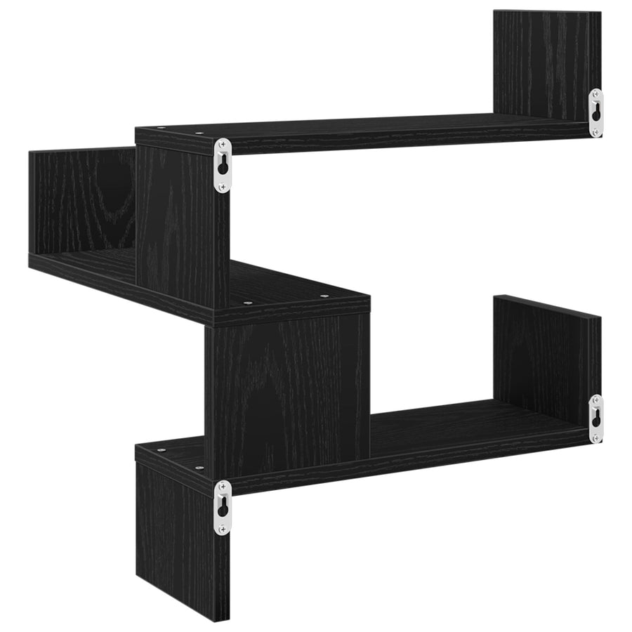 Wandplanken 2 Stuks Zwart Eiken 40X40X49,5 Cm Bewerkt Hout