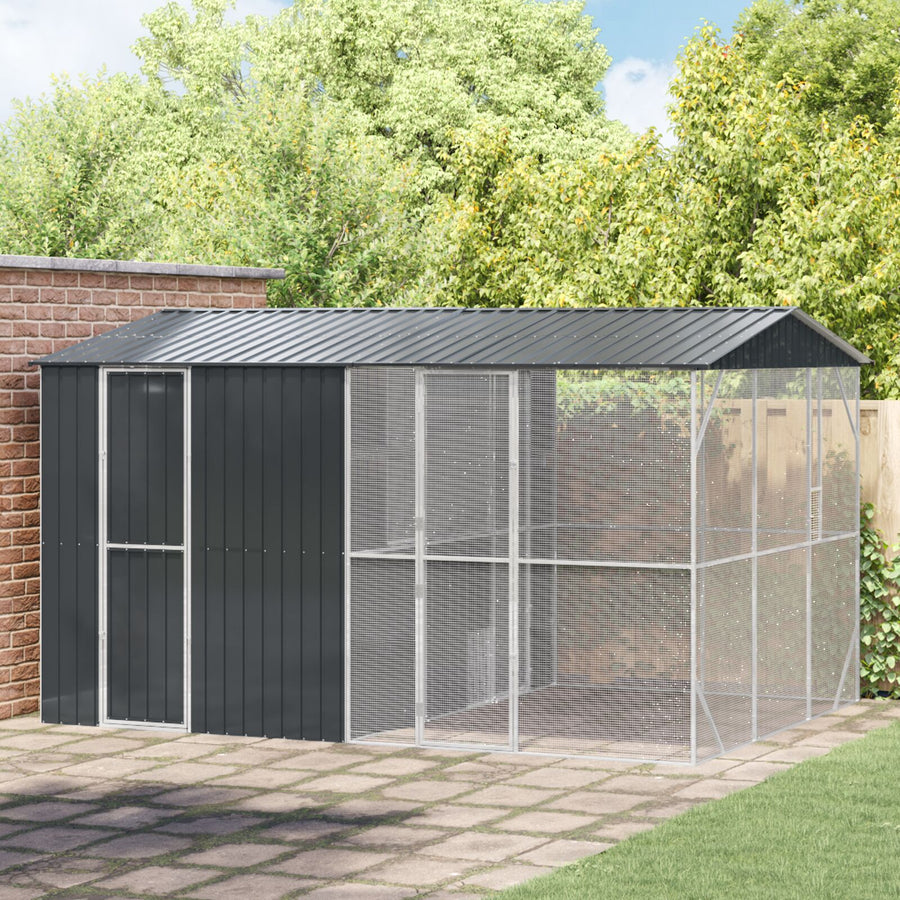Vogelkooi Met Uitbreiding Antraciet 310X442X247 Cm Staal