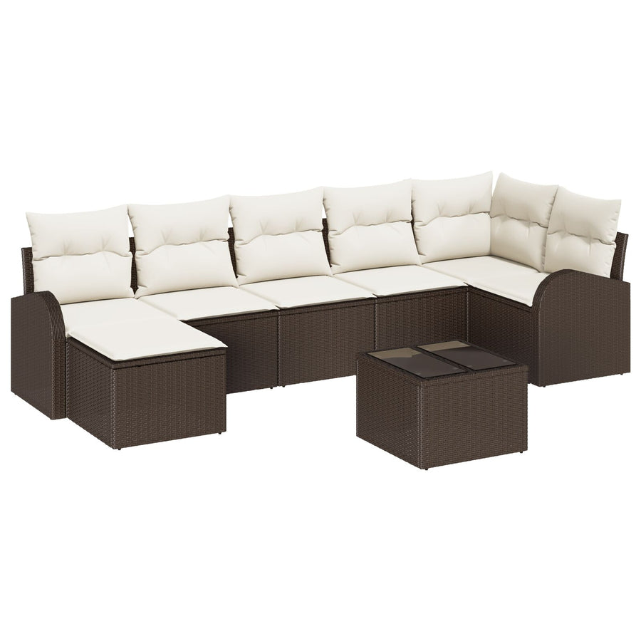 7-Piece Tuin Sofa Set Met Kussens Grijs Poly Rattan