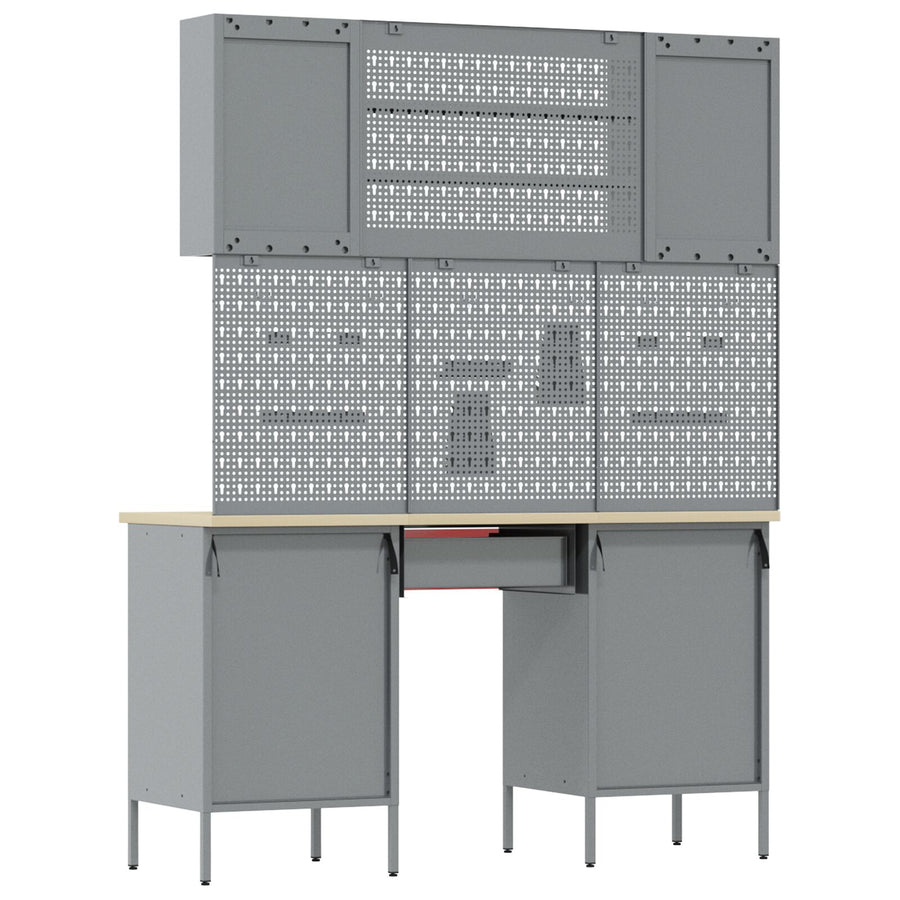 7-Delige Werkcabinet En Pegboard Set Rood Mdf En Metaal