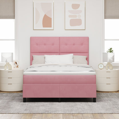 Boxspringbed Met Matras Roze 140X190 Cm Fluweel Blauw