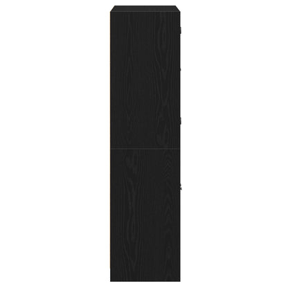 Highboard Met Deuren Zwart Eiken 68X37X142 Cm Bewerkt Hout