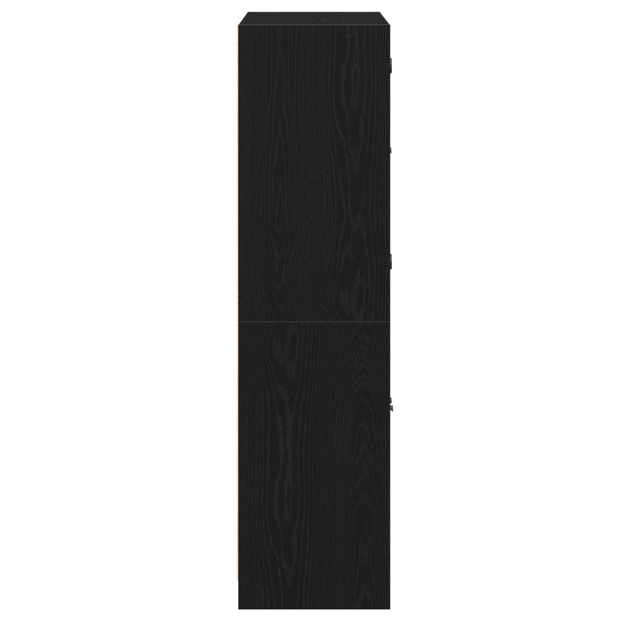 Highboard Met Deuren Zwart Eiken 68X37X142 Cm Bewerkt Hout