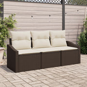 Loungeset 3-delig polyrattan bruin