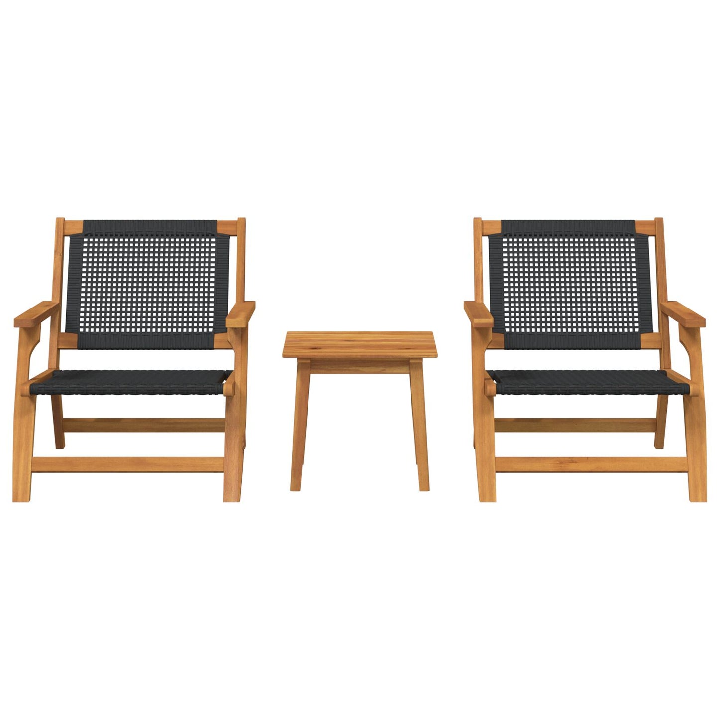 Tuinstoelen Met Tafel 3-Delige Set - Zwart Massief Acaciahout