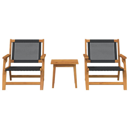 Tuinstoelen Met Tafel 3-Delige Set - Zwart Massief Acaciahout
