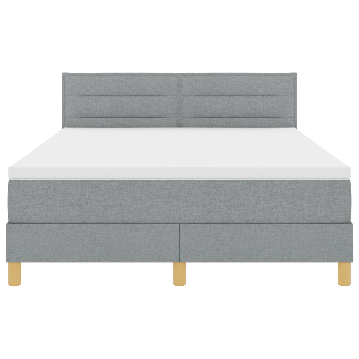 Boxspring Bed Met Matras Stof Lichtgrijs 140 x 200 cm Lijnen ontwerp