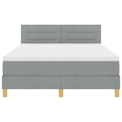 Boxspring Bed Met Matras Stof Lichtgrijs 140 x 200 cm Lijnen ontwerp