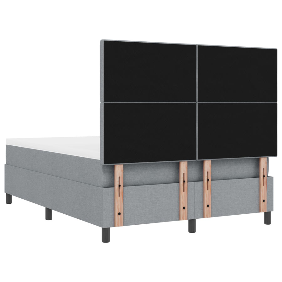 Boxspringbed Met Matras Stof Lichtgrijs 140 x 200 cm Knoop-tufted