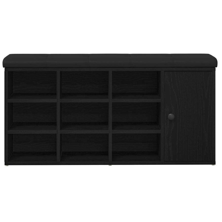Opbergbank Zwart Eikenhout 100X30X48 Cm Geengineerd Hout