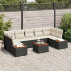 Garden lounge set with cushions 8 pcs Black Poly rattan