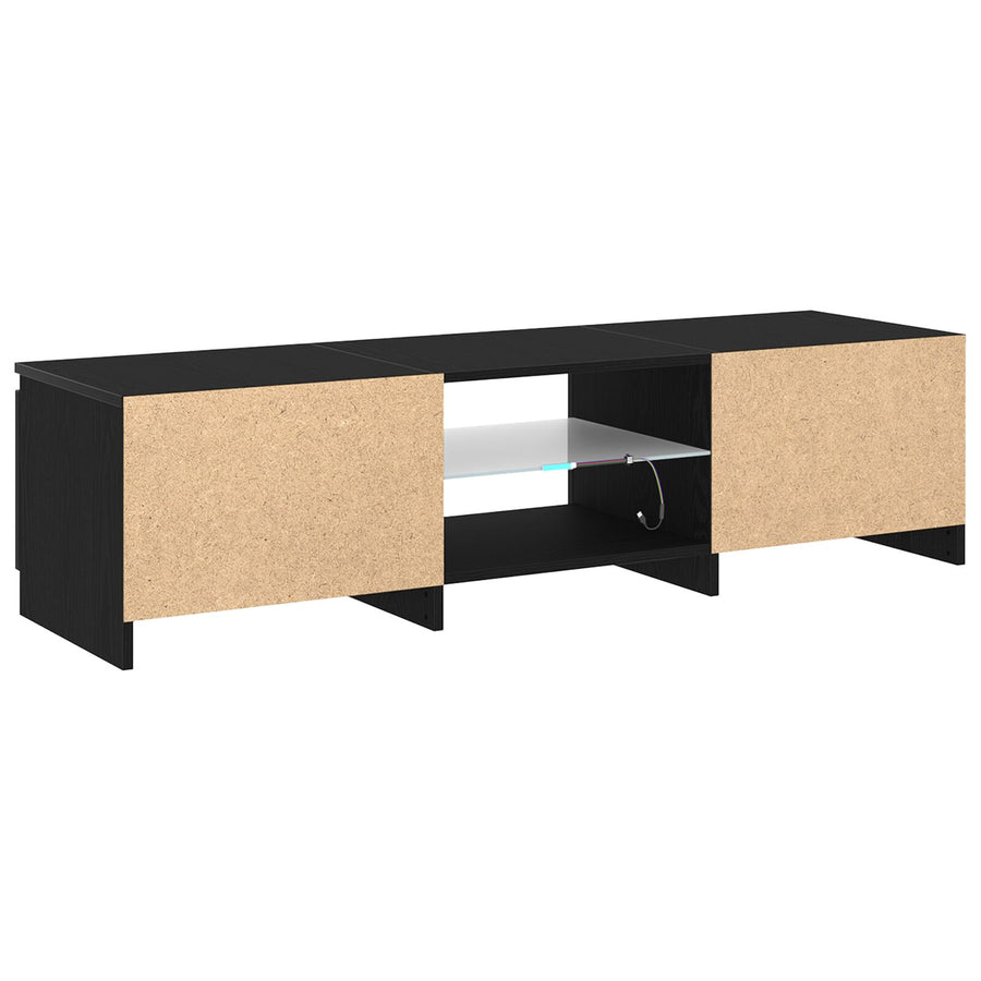 Tv-Meubel Met Led-Verlichting - Zwart Eiken - 140X40X35,5 Cm - Bewerkt Hout