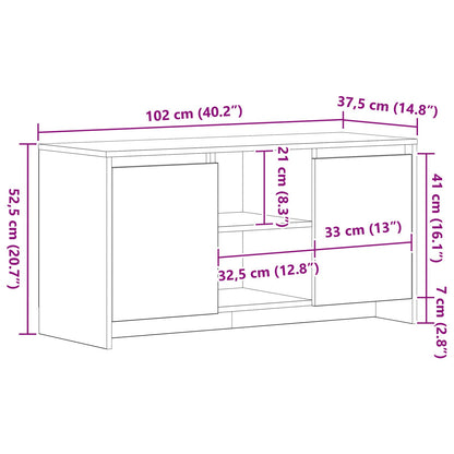 Tv-Kast Zwart Eik 102X37,5X52,5 Cm Bewerkt Hout