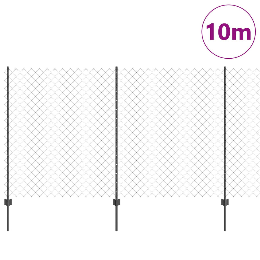 Kettinglinkomheining Met 20 U Palen Grijs 1.4X10 M Staal