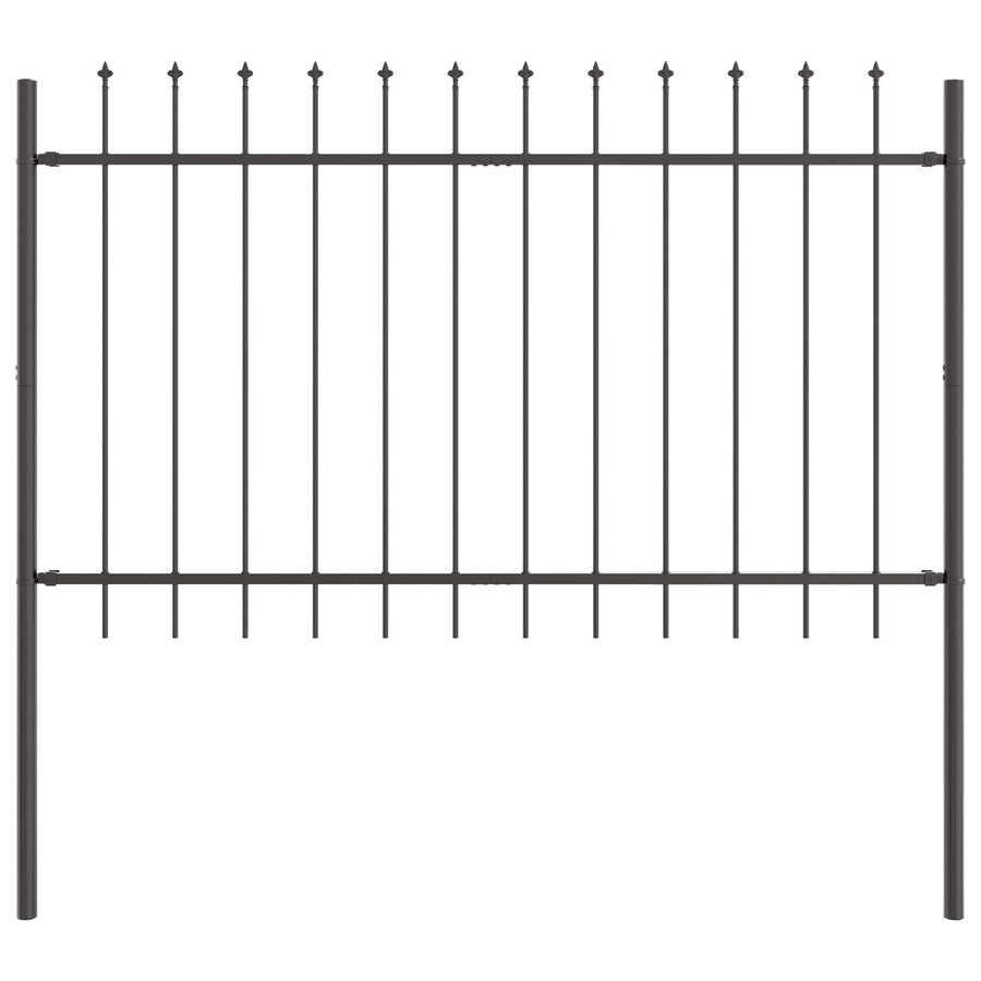 Tuinafscheiding Met Spitse Bovenkant 8,5X0,8 M Staal Grijs 0.8 m 8.5 m