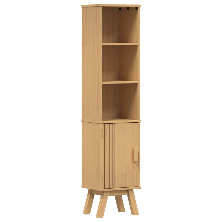 Badkamerkast Bruin 35X30X159 Cm Massief Grenenhout Geel