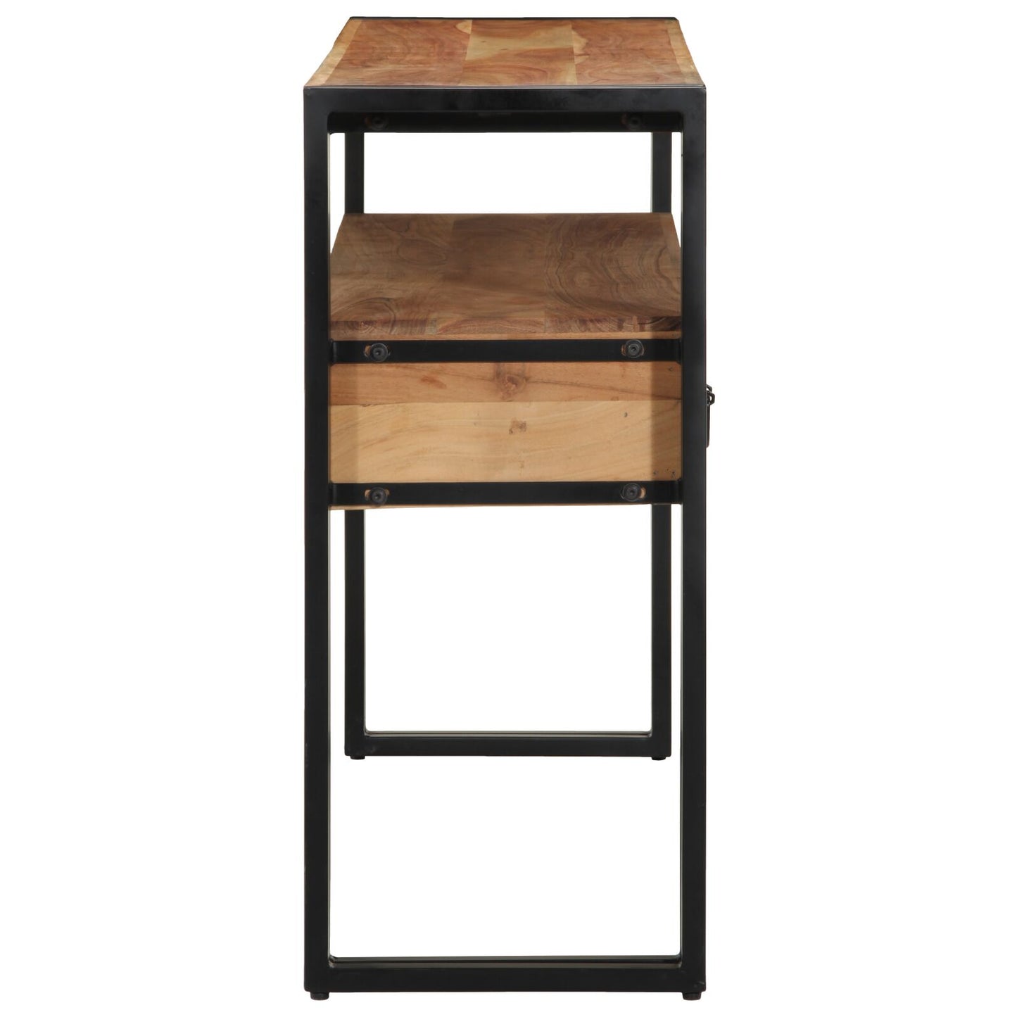 Bijzettafels Zwart En Metaal 120 x 33 x 75 cm Massief acaciahout