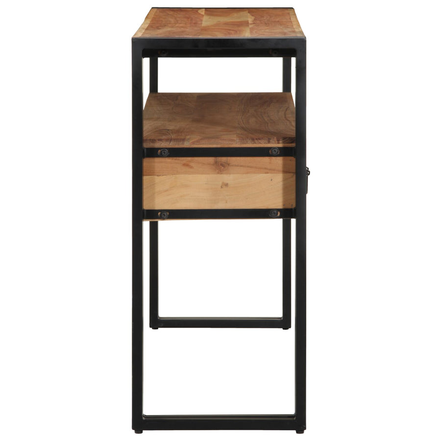 Bijzettafels Zwart En Metaal 120 x 33 x 75 cm Massief acaciahout