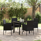 Tuinset poly rattan 4 stoelen tafel zwart
