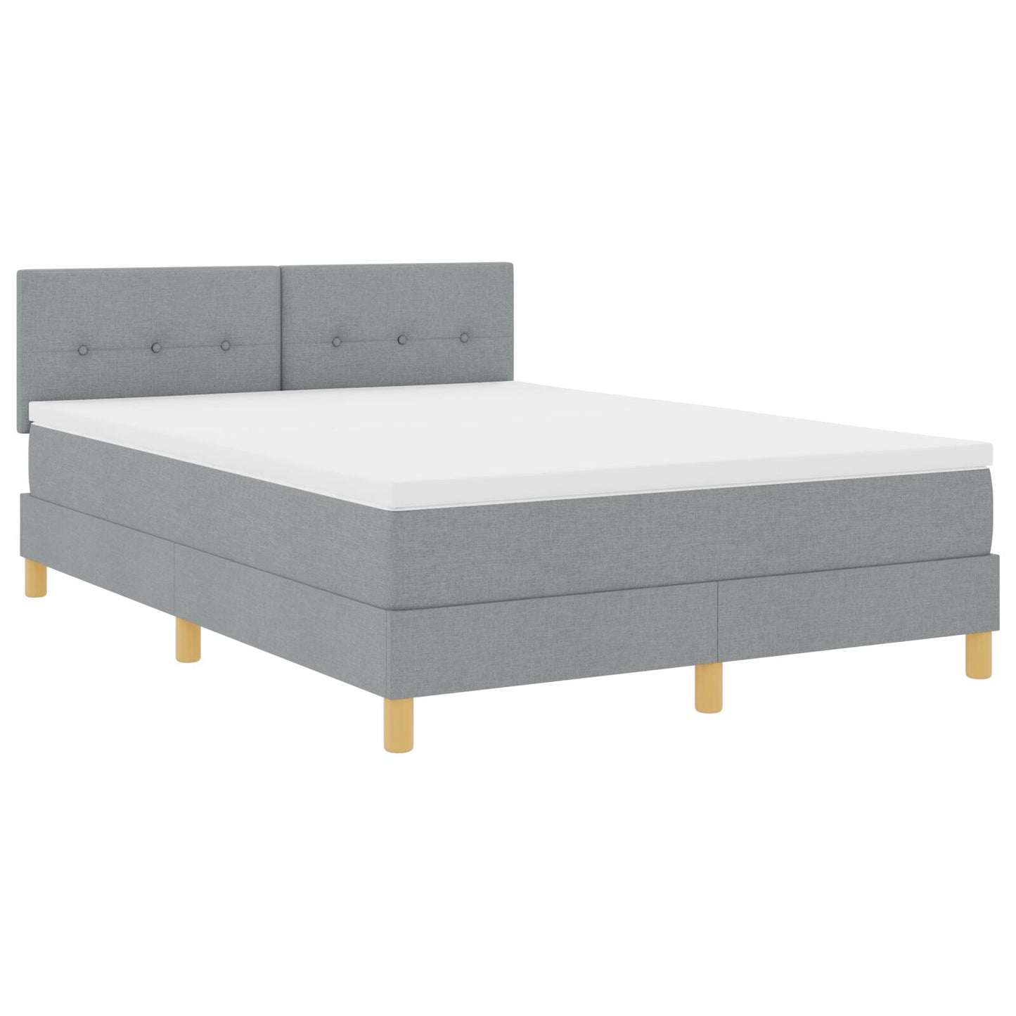 Boxspring Bed Met Matras Stof Lichtgrijs 160 x 200 cm Knopen tufted