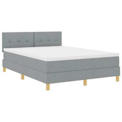 Boxspring Bed Met Matras Stof Lichtgrijs 160 x 200 cm Knopen tufted