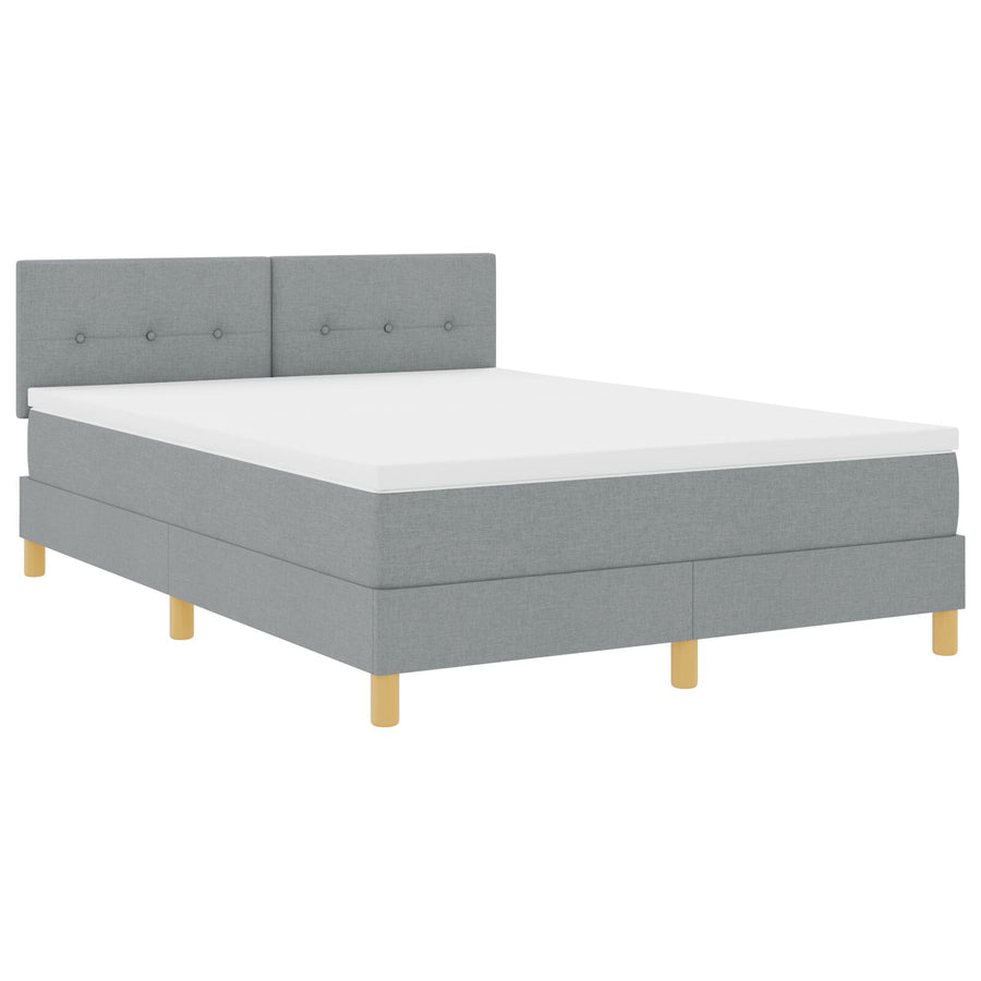 Boxspring Bed Met Matras Stof Lichtgrijs 160 x 200 cm Knopen tufted