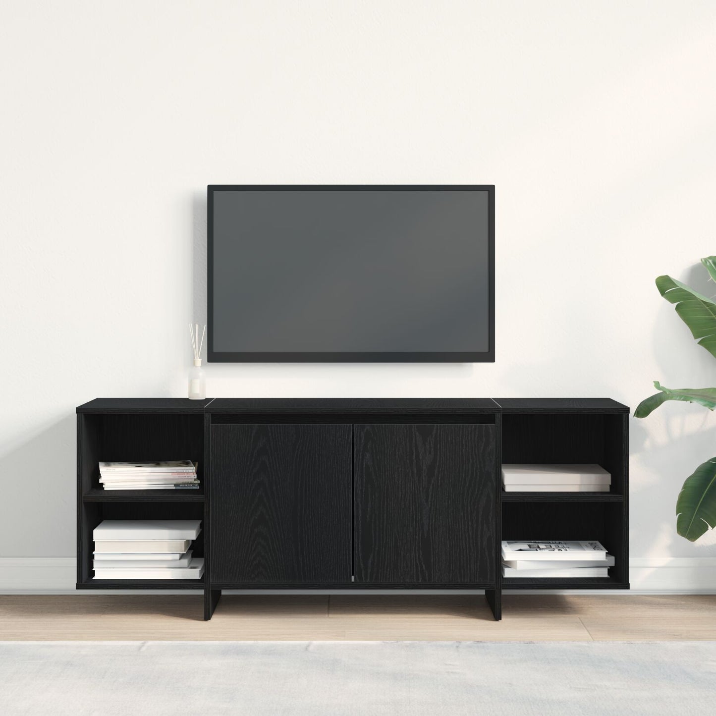 Tv-Meubel - - 120X30X40.5 Cm - Gemaakt Van Geengineerd Hout Zwart eiken