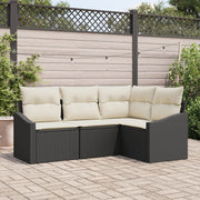 Loungeset poly rattan 4-delig zwart