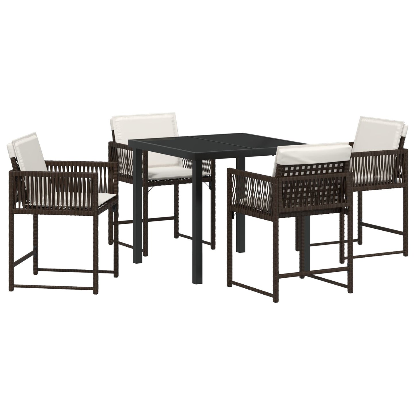 5-Delige Tuindining Set Met Kussens Bruin Poly Rattan