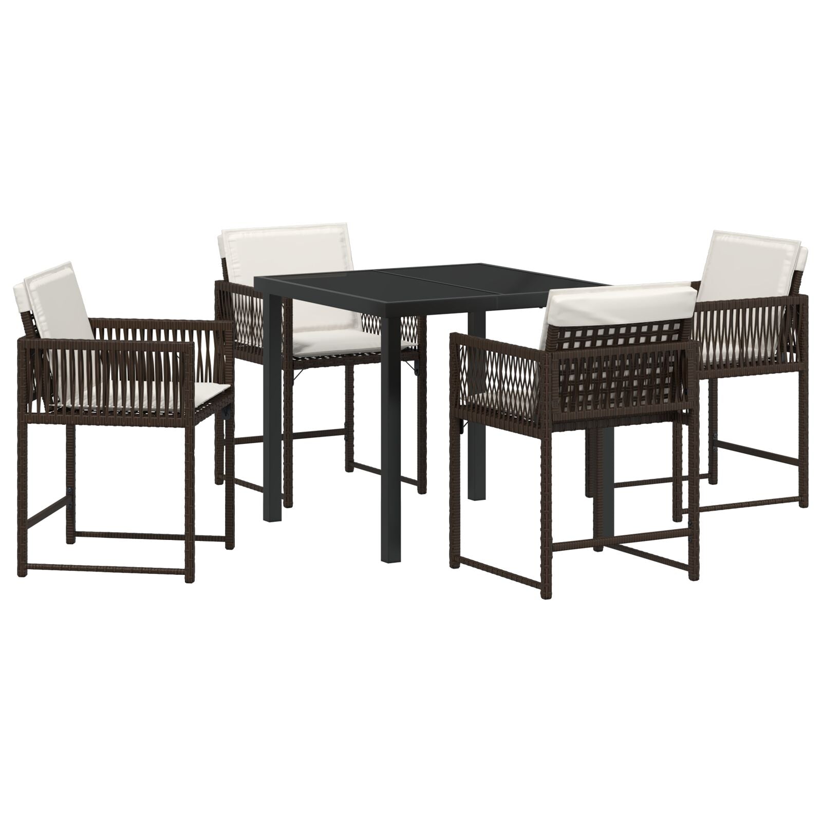5-Delige Tuindining Set Met Kussens Bruin Poly Rattan