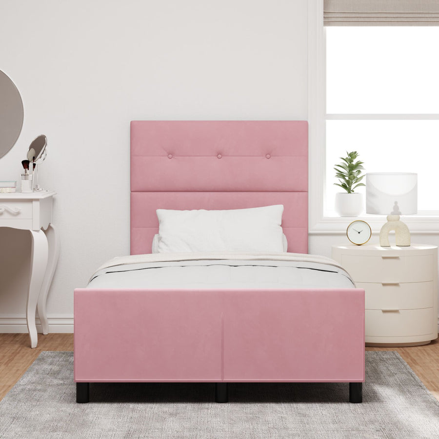 Bedframe Roze 120X190 Cm Fluweel Crème