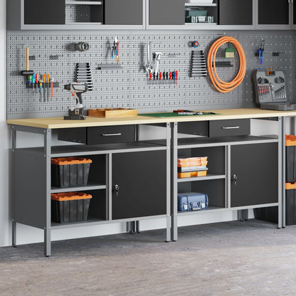 2-Delige Werkbankset Zwart Staal