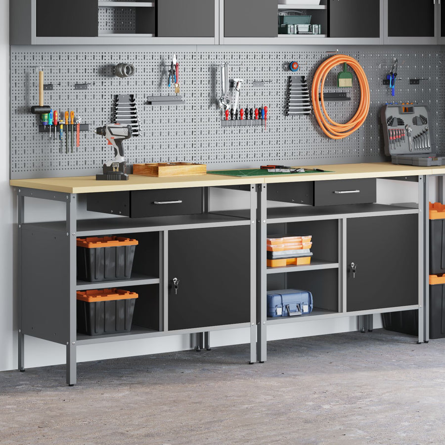 2-Delige Werkbankset Zwart Staal