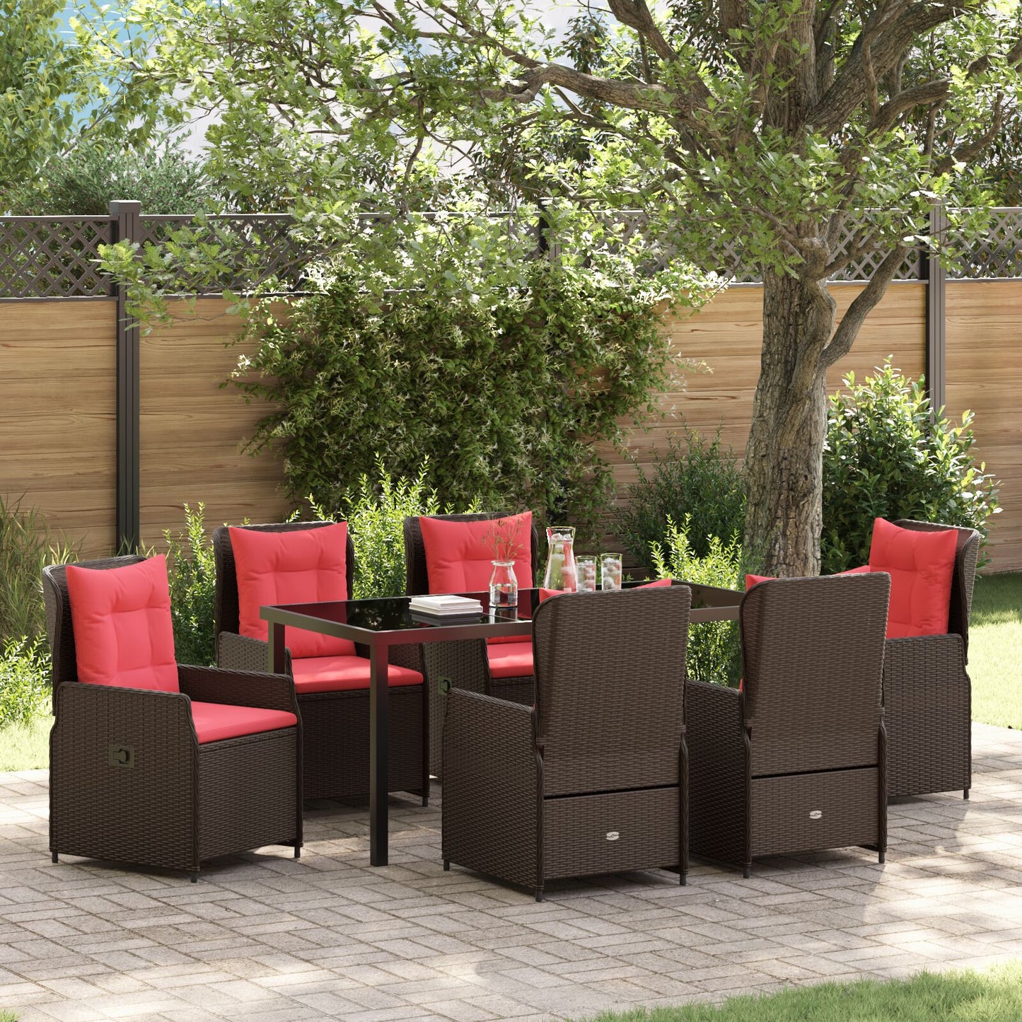 7-Delige Tuin Eet Set Bruin Poly Rattan