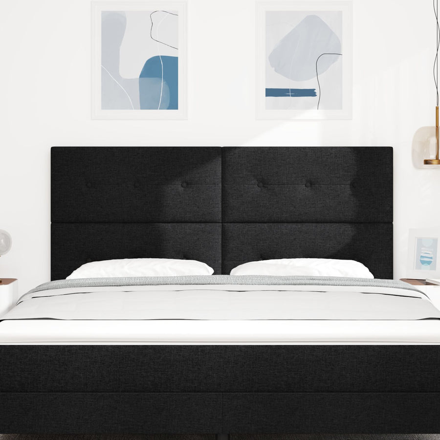 Hoofdbord Knopen Tufted Stof Zwart 180 cm Hoog hoofdbord