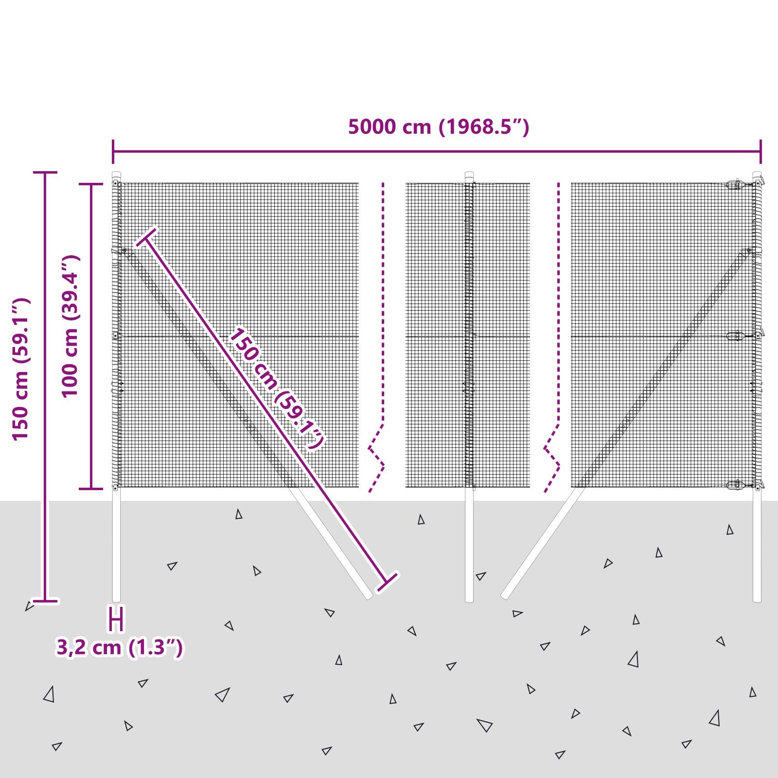 Gelast Ijzeren Hek Met 13 Palen Grijs 1X50 M Staal Gegalvaniseerd Staal