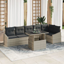 7-Delige Tuinsofa Set Met Kussens Lichtgrijze Poly Rattan