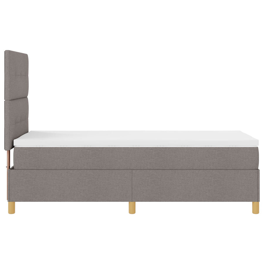 Boxspring Bed Met Matras Taupe 100X200 Cm Stof Blauw