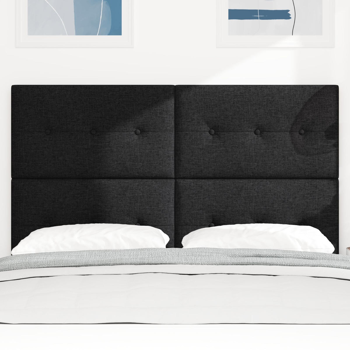 Hoofdbord Met Knopen Tufted Stof Zwart 140 cm Hoog hoofdbord