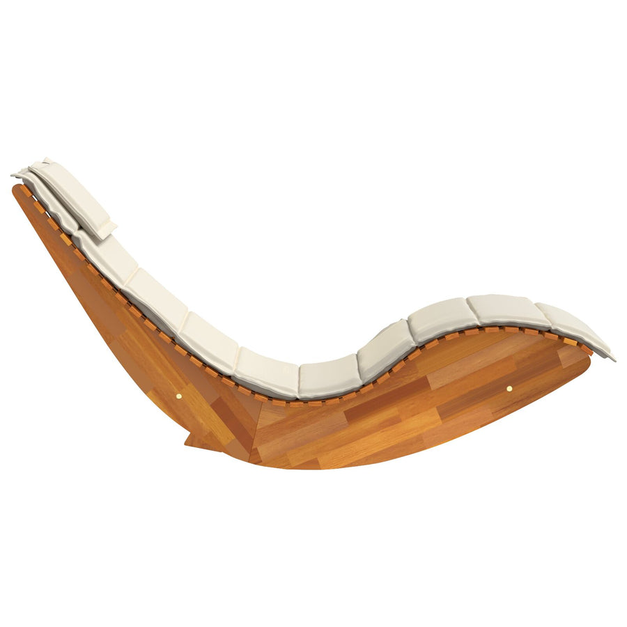 Zonligstoel Set Van 2 Crème, Natuurlijk Hout