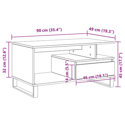 Salontafel 90X49X45 Cm Bewerkt Hout Zwart eiken