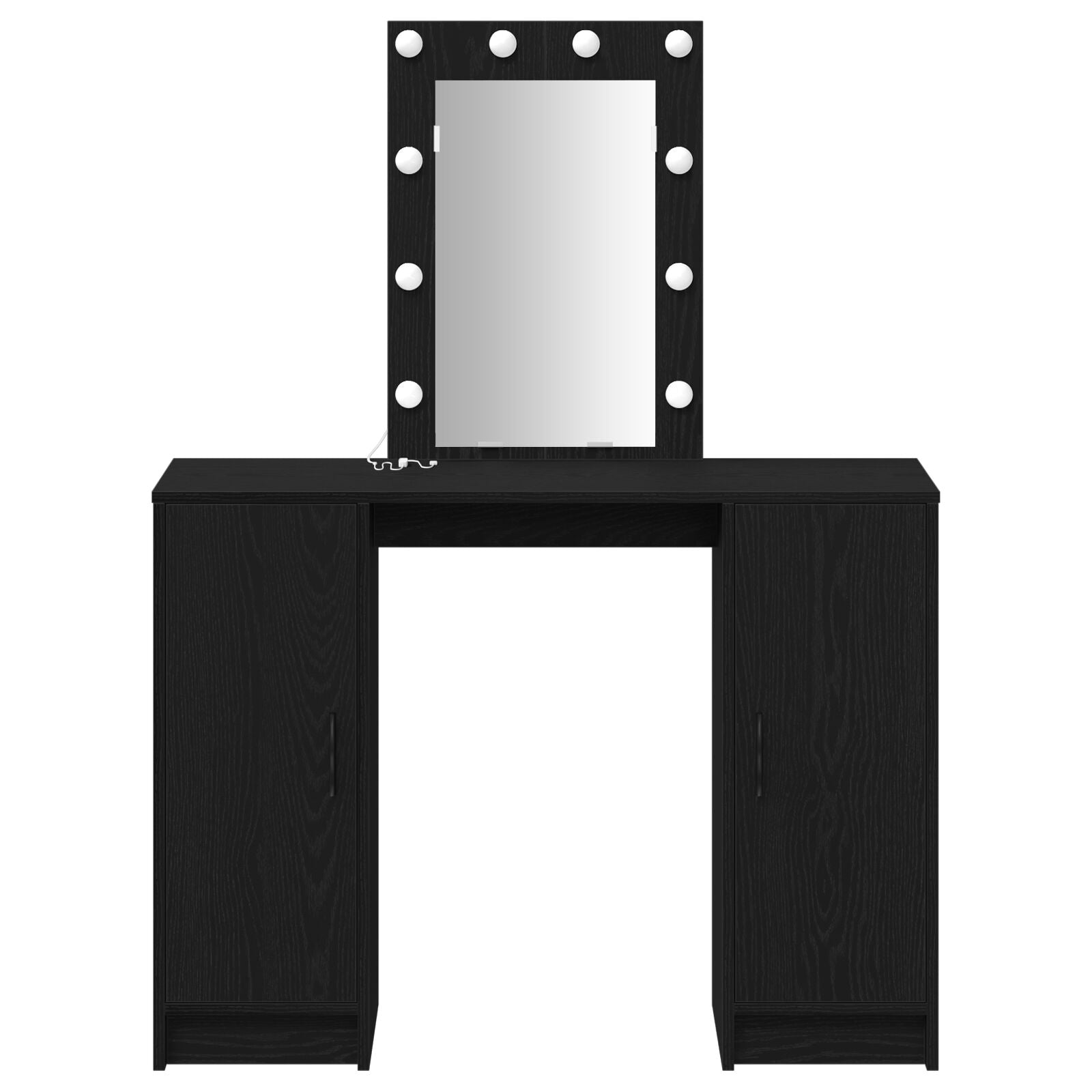 Kaptafel Met Led Verlichting 102X33X135 Cm Zwart eiken