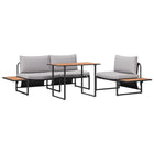Garden Dining Set 3 pcs Light Grey Steel