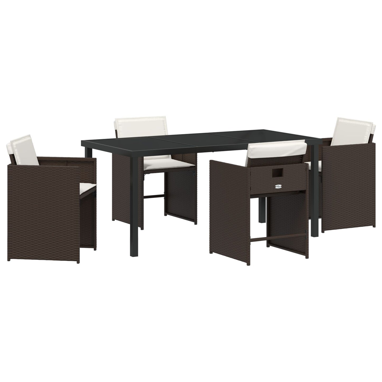 5 Delige Tuin Eettafel Set Met Kussens Bruin Poly Rattan