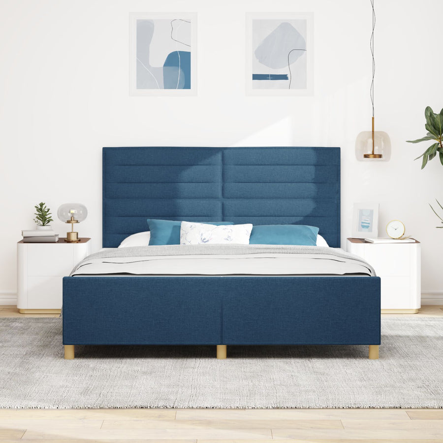 Blauw Stoffen Bedframe 180X200 Cm Crème