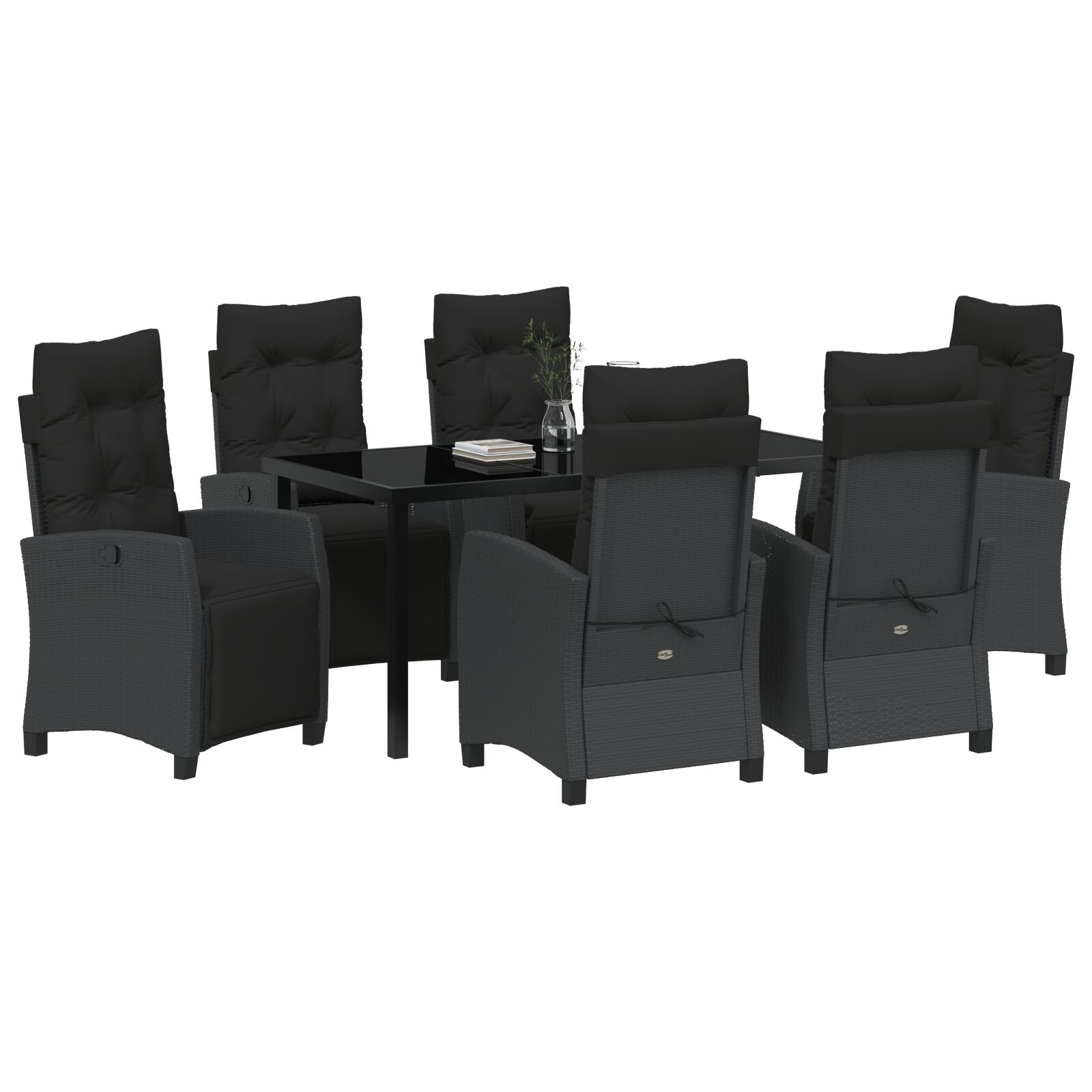 7-Delige Tuinset In Zwart Poly Rattan