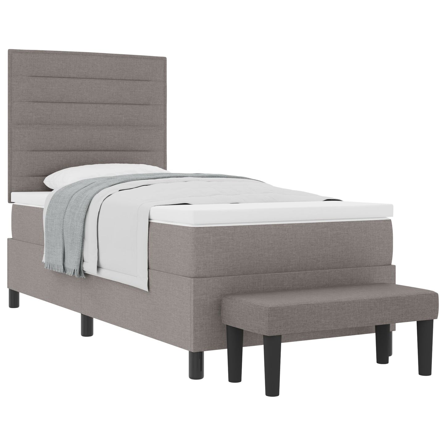 Boxspring Bed Met Matras & Bank Stof Taupe 100 x 200 cm Lijnen ontwerp
