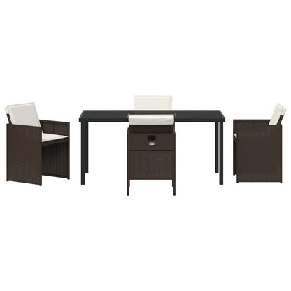 5-Delige Tuinset Met Kussens Bruin Poly Rattan